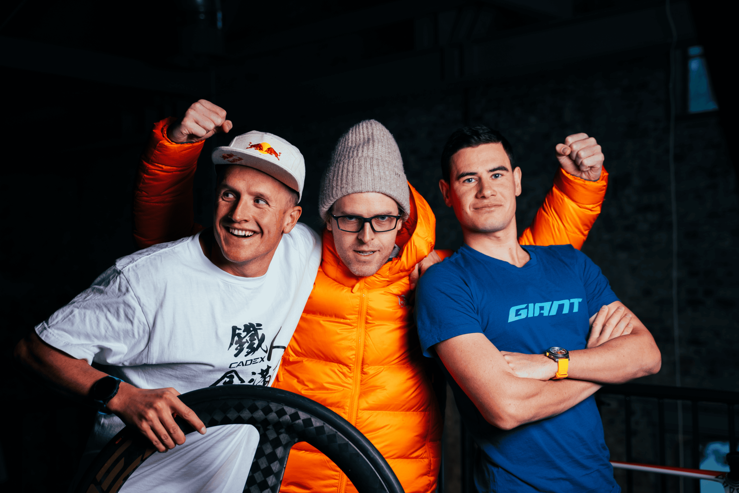 Kristian Blummenfelt with 2 other men for a podcast coffee chat Q&A session