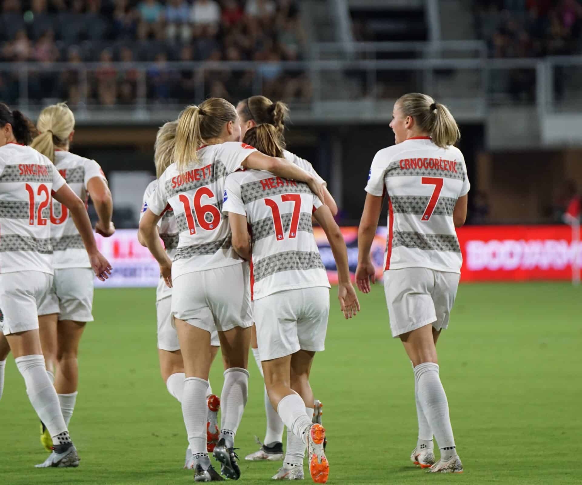 Professional Soccer team stock photo, womens